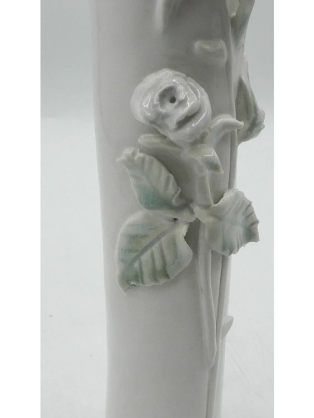 Studio Art Pottery Bud Vase Handmade Applied Flowers Vintage Signed